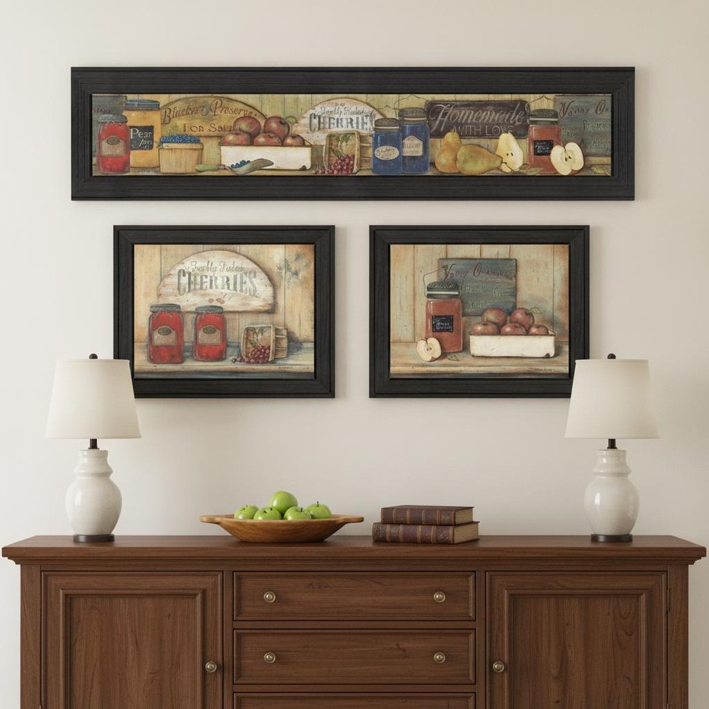 Set Of Three Kitchen Black Framed Print Kitchen Wall Art
