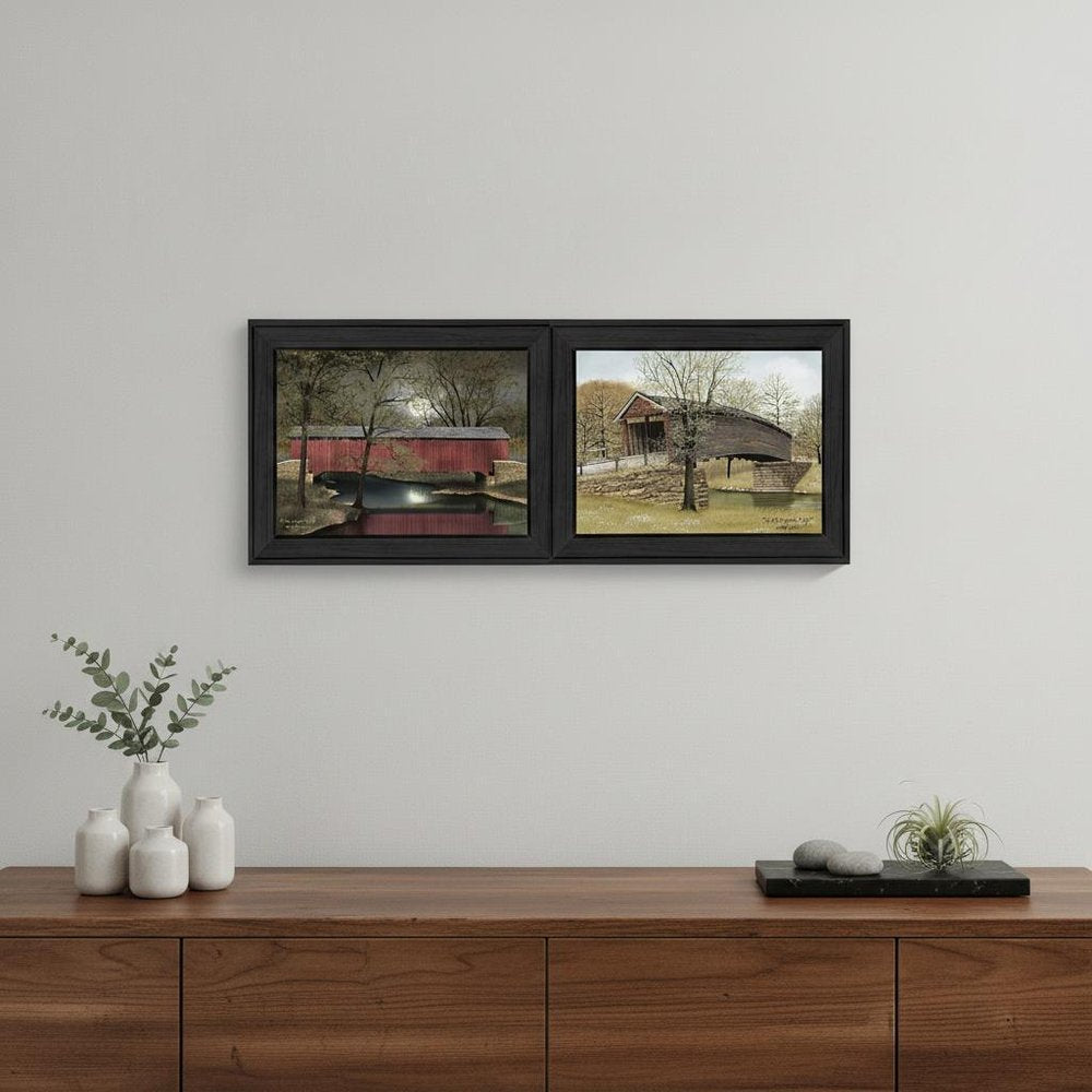 Set Of Two Bridges Black Framed Print Wall Art