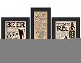 Set Of Three Beer Time Black Framed Print Wall Art