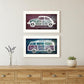 Set Of Two Retro White Framed Print Wall Art