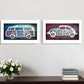 Set Of Two Retro White Framed Print Wall Art
