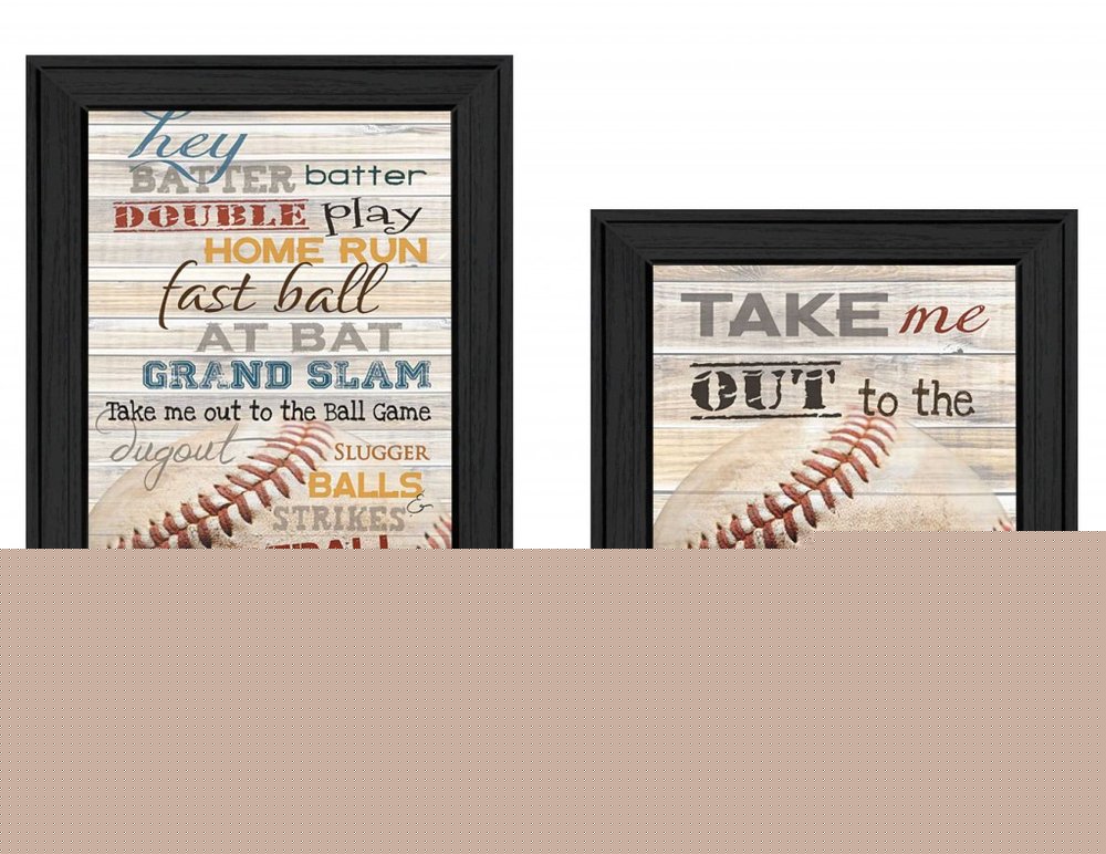 Set Of Two Baseball 1 Black Framed Print Wall Art