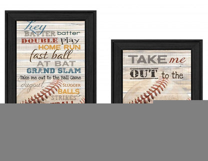 Set Of Two Baseball 1 Black Framed Print Wall Art
