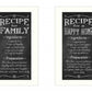 Set Of Two Family Recipe White Framed Print Wall Art