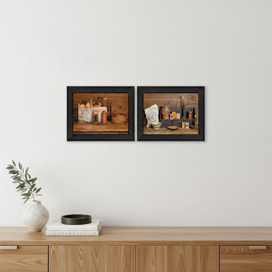 Set Of Two Baking Supplies Black Framed Print Wall Art