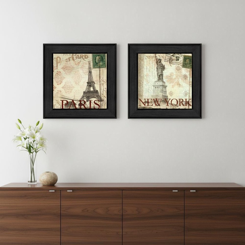 Set Of Two Post Cards Black Framed Print Wall Art