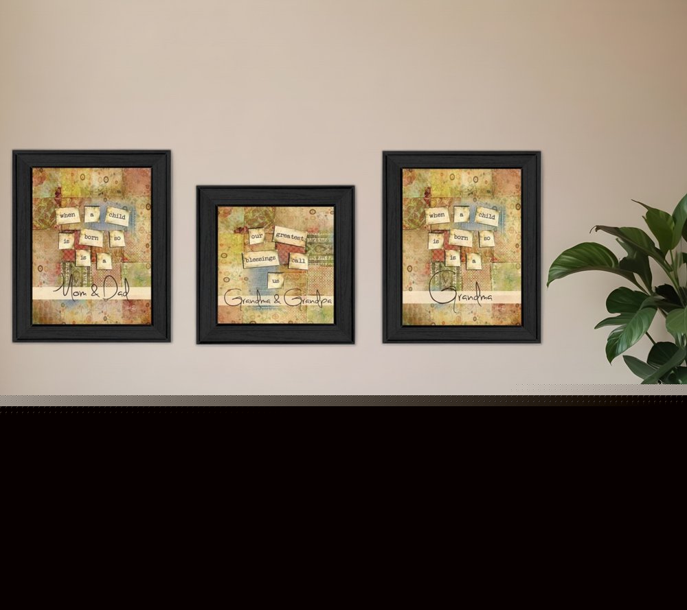 Set Of Three Child Collection Black Framed Print Wall Art