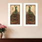 Set Of Two Peacock 1 White Framed Print Wall Art