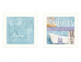 Set Of Two Wash White Framed Print Bathroom Wall Art