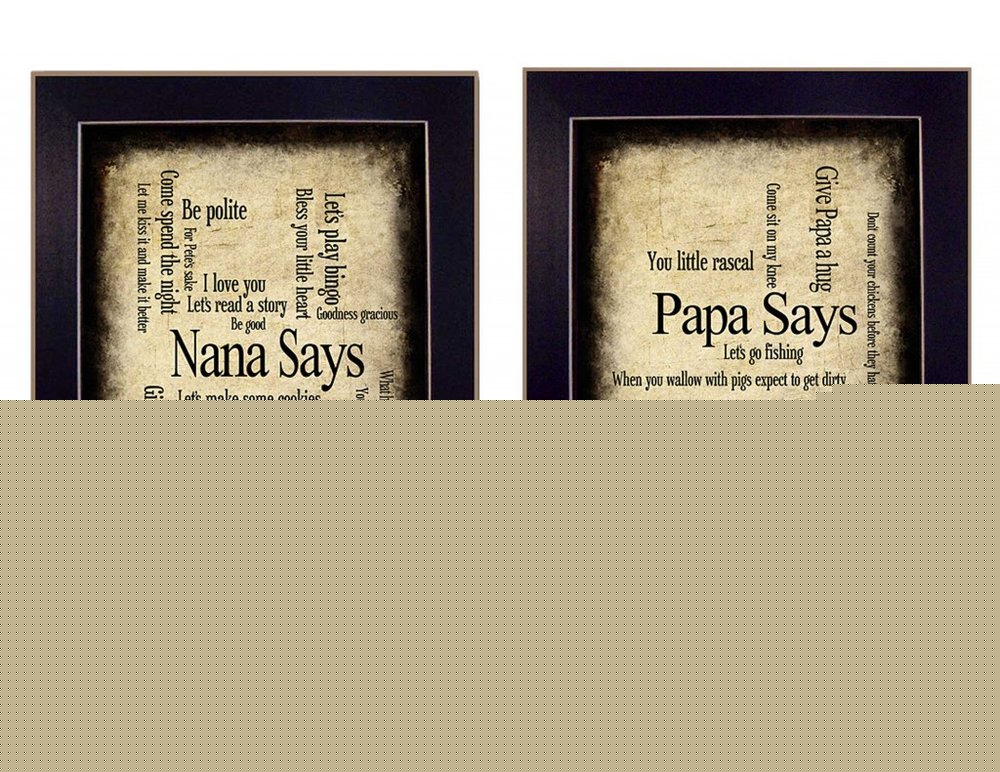 Set Of Two Nana or Papa Black Framed Print Wall Art