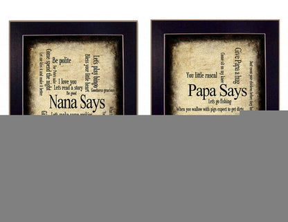 Set Of Two Nana or Papa Black Framed Print Wall Art