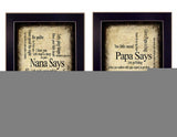 Set Of Two Nana or Papa Black Framed Print Wall Art