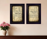 Set Of Two Nana or Papa Black Framed Print Wall Art