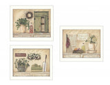 Set Of Three Garden Bath 2 White Framed Print Bathroom Wall Art