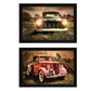 Set Of Two Vintage Trucks Black Framed Print Wall Art