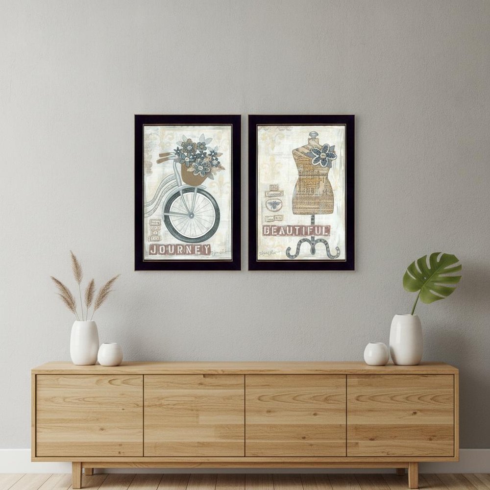 Set Of Two Beautiful Journey Black Framed Print Wall Art