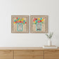 Set Of Two Mason Jar Floral Happiness at Home Brown Framed Print Wall Art