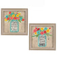 Set Of Two Mason Jar Floral Happiness at Home Brown Framed Print Wall Art