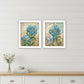 Set Of Two Paris Floral Postcard White Framed Print Wall Art