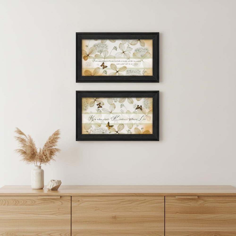 Set Of Two Plant Kindness Black Framed Print Wall Art