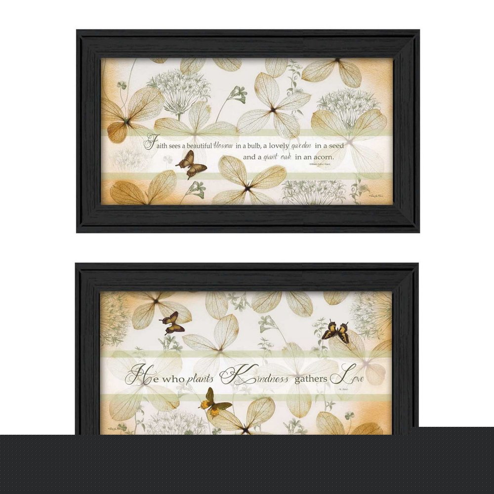 Set Of Two Plant Kindness Black Framed Print Wall Art