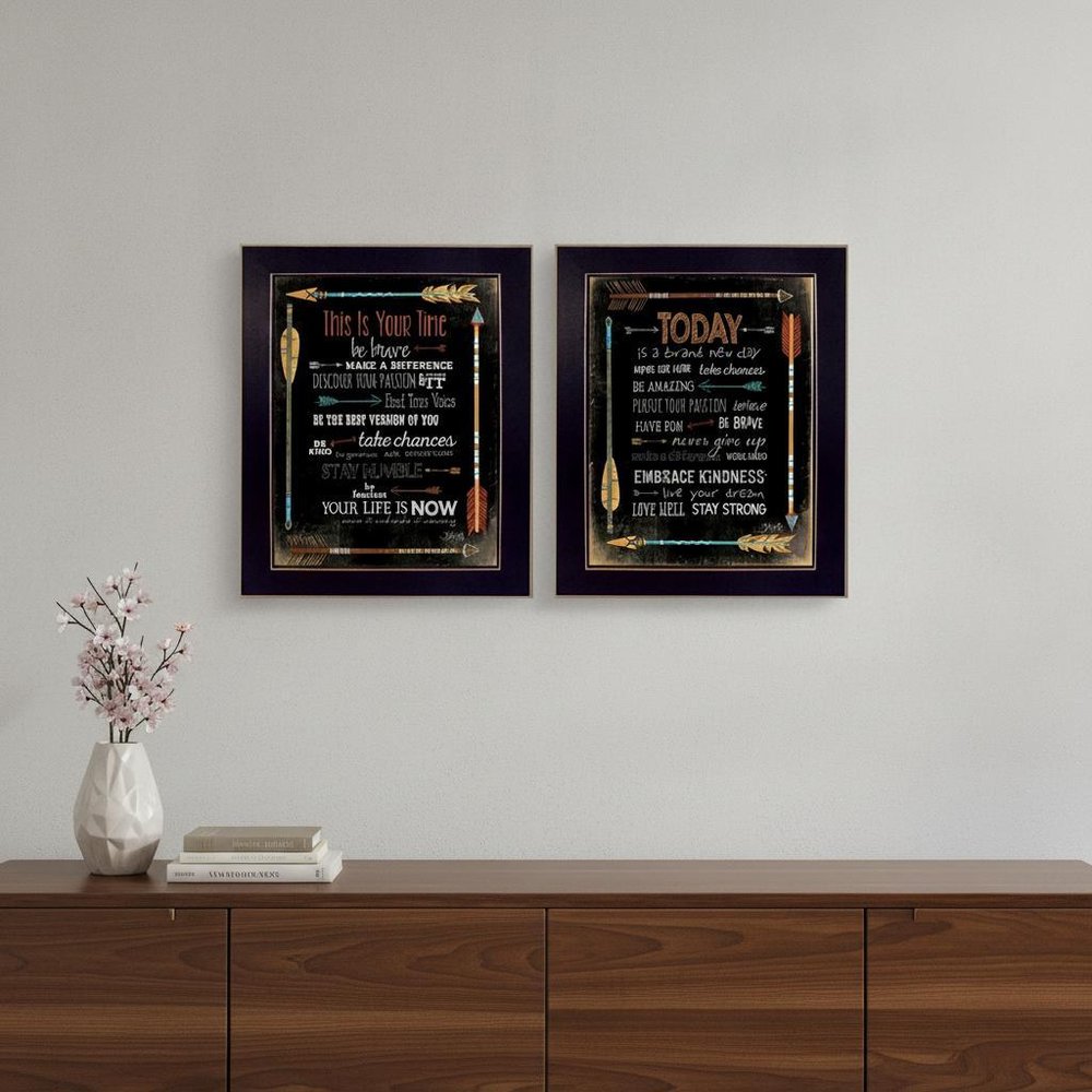 Set Of Two Arrows II Black Framed Print Wall Art