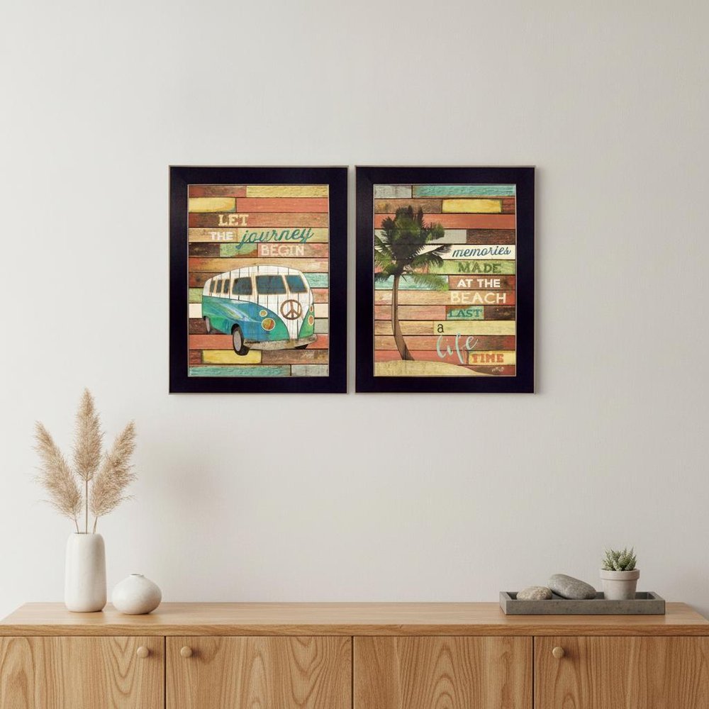 Set Of Two Journey Black Framed Print Wall Art