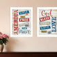 Set Of Two American 3 White Framed Print Wall Art