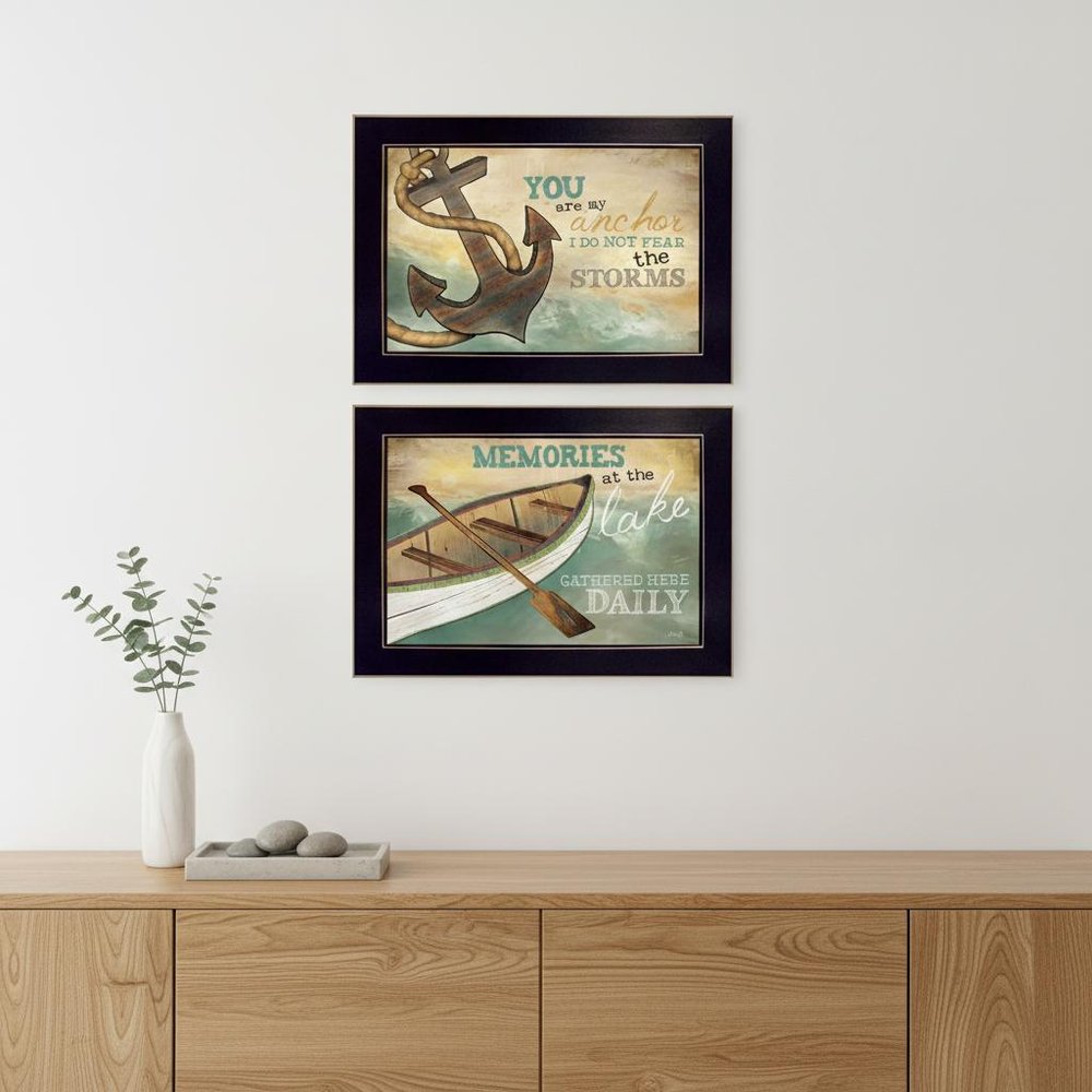Set Of Two Memories at the Lake Black Framed Print Wall Art