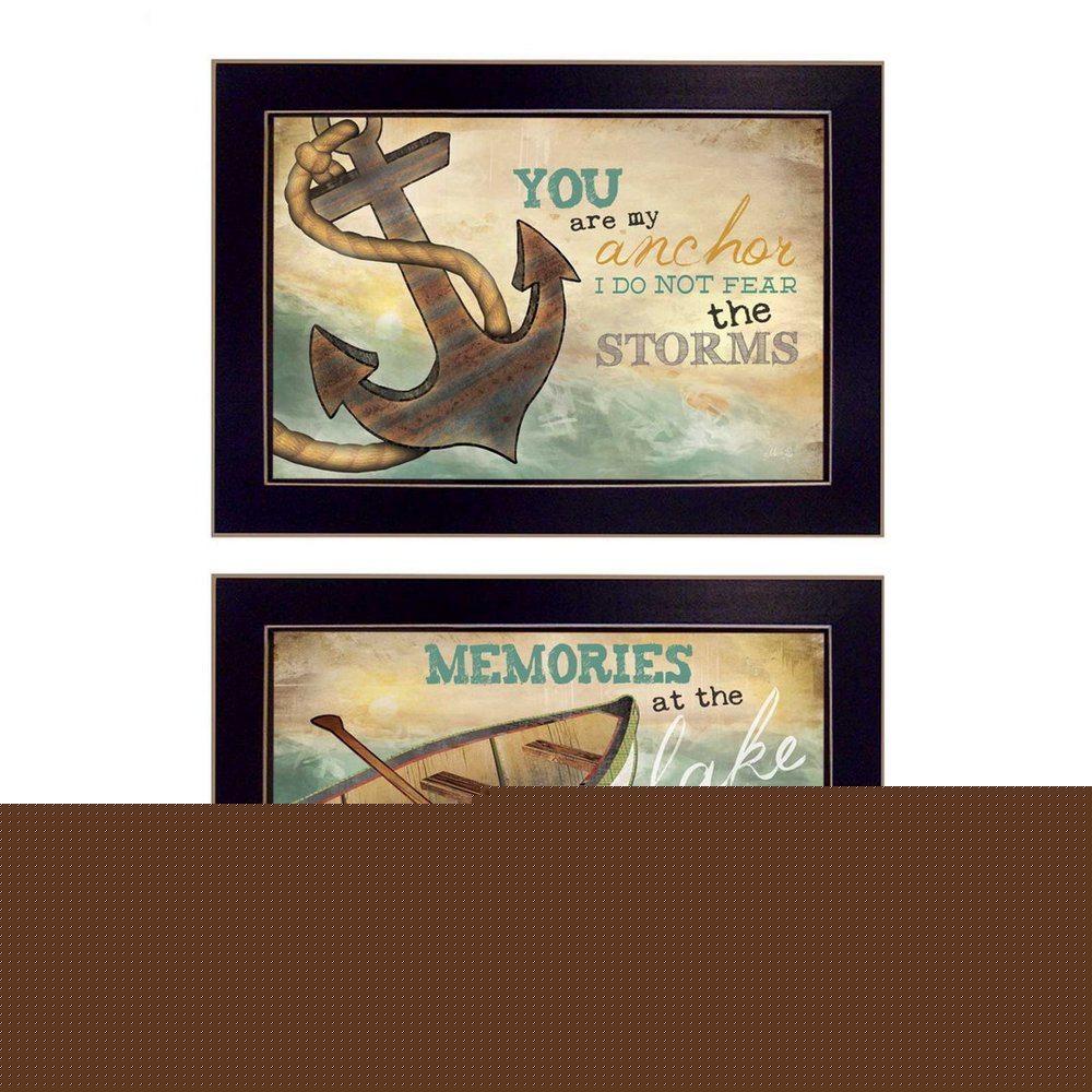 Set Of Two Memories at the Lake Black Framed Print Wall Art