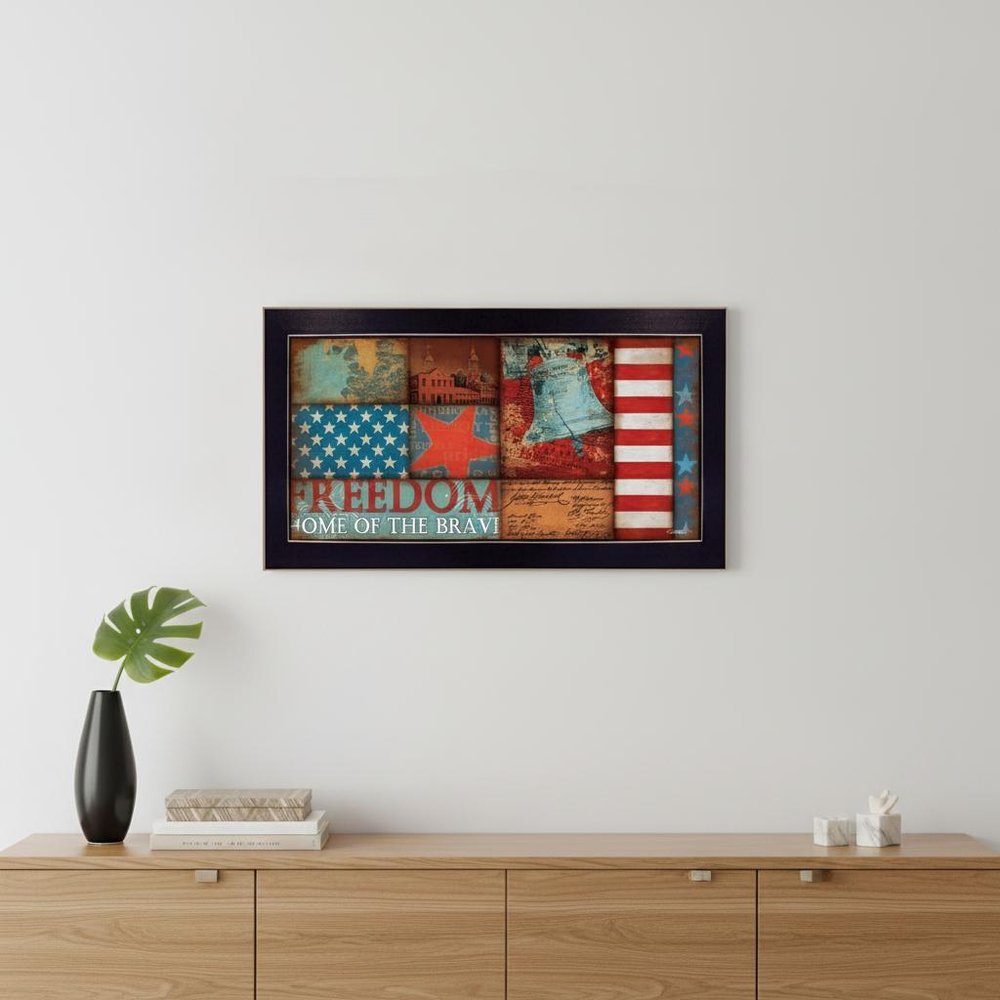 Set Of Two Liberty and Freedom Black Framed Print Wall Art