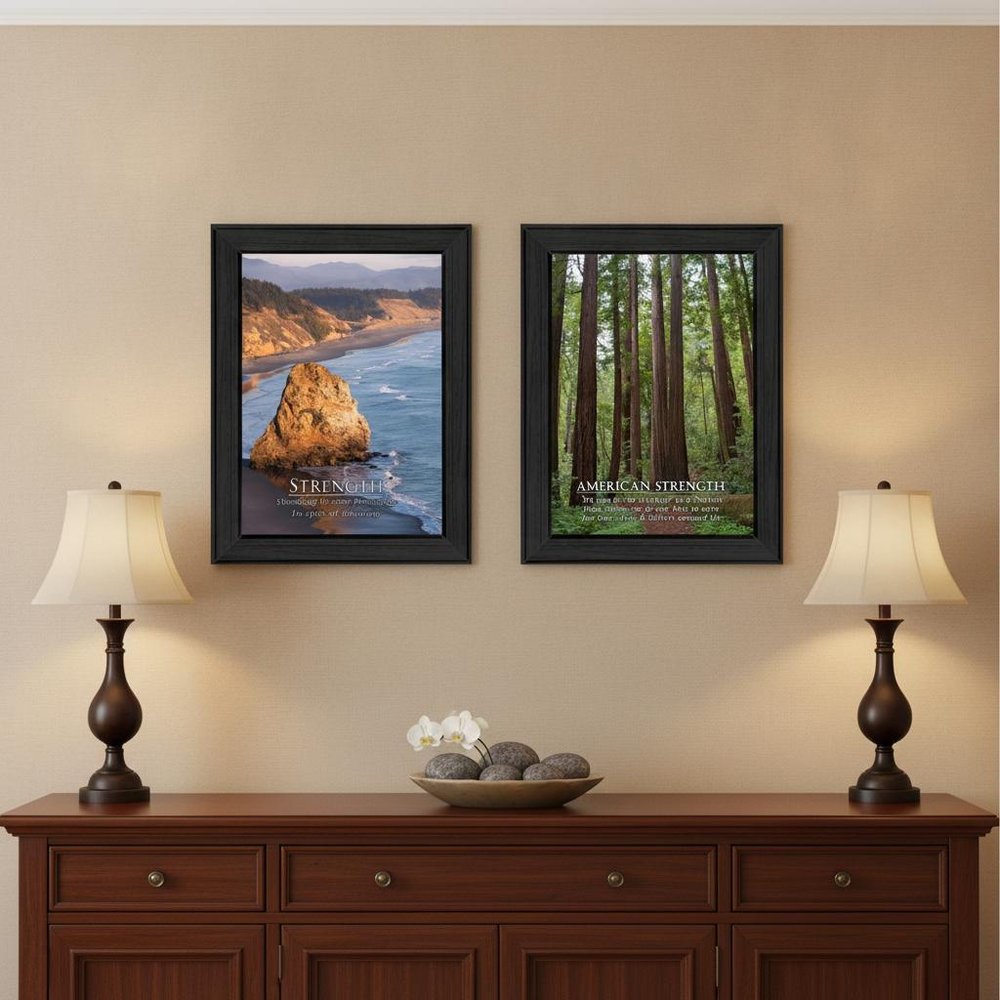 Set Of Two Strength 1 Black Framed Print Wall Art