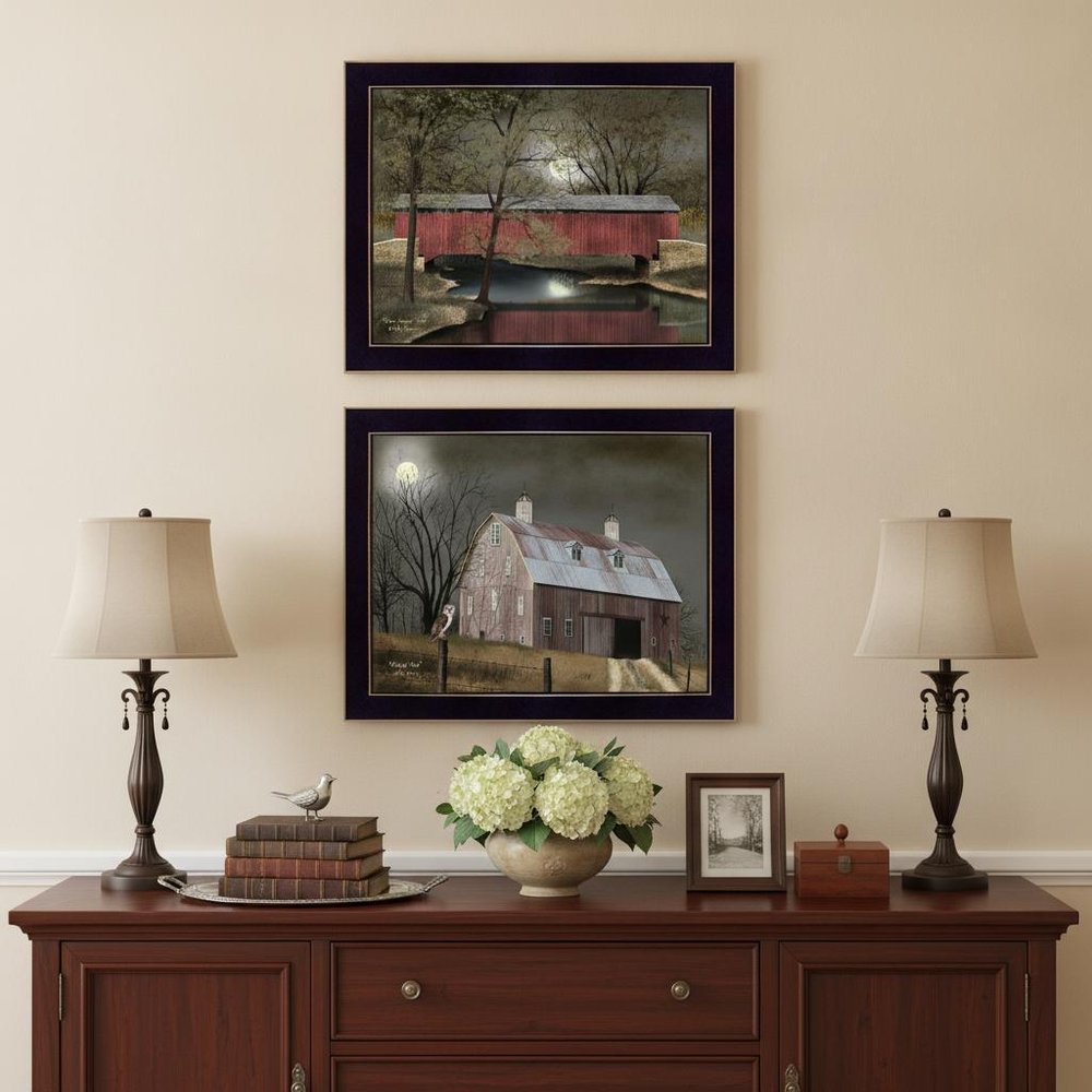 Set Of Two Midnight Moon Black Framed Print Wall Art