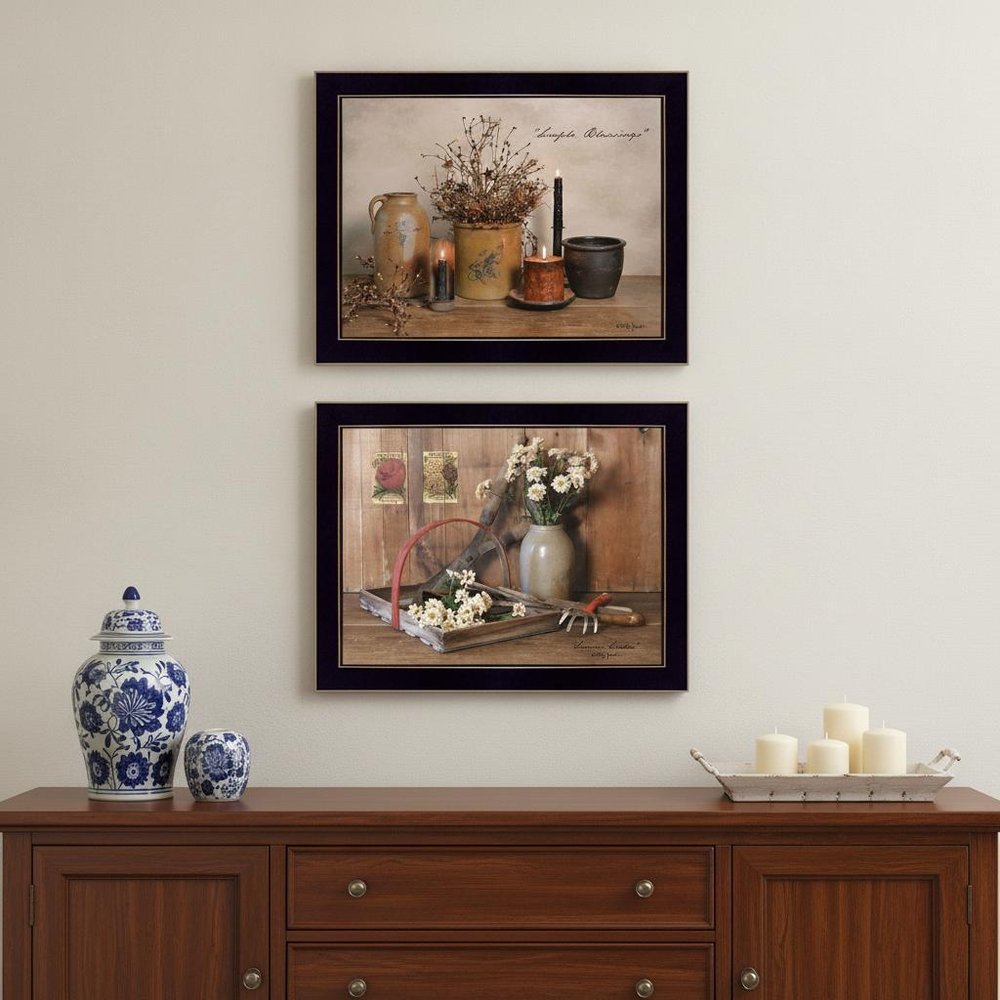 Set Of Two Simple Blessings Black Framed Print Wall Art