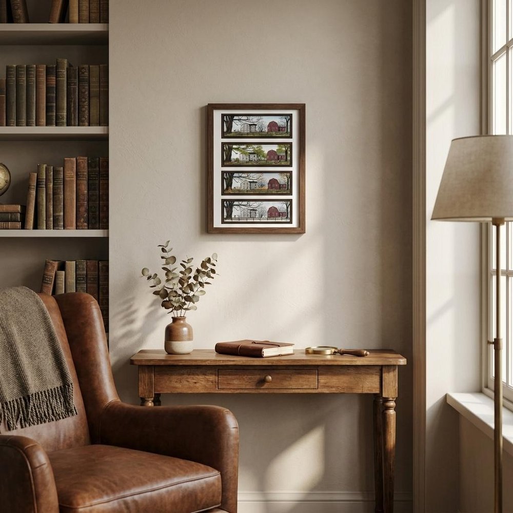 Set Of Four Four Seasons Collection II 3 Black Framed Print Wall Art