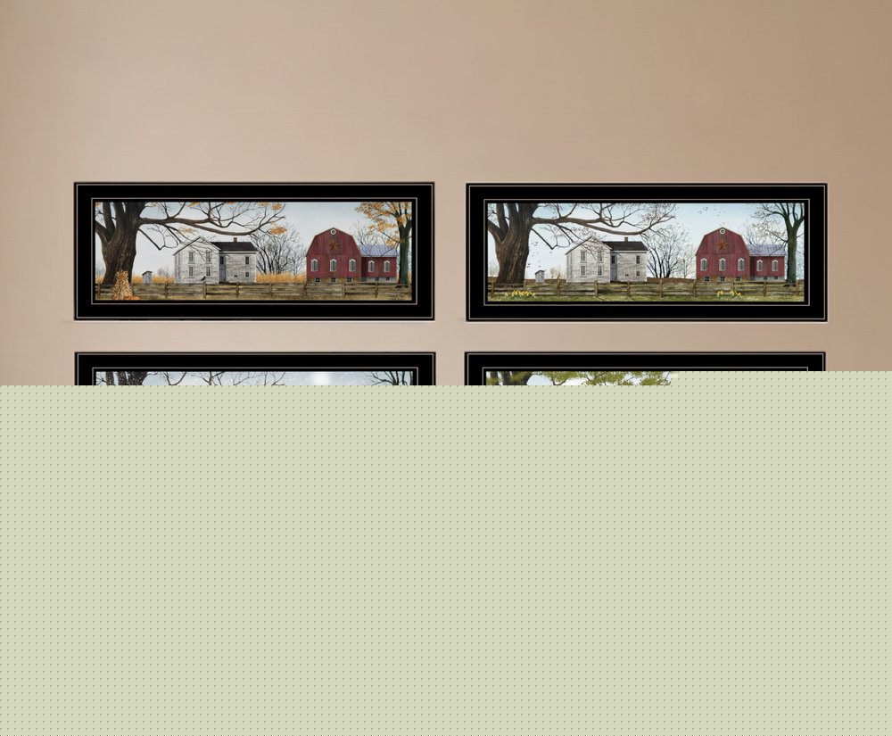 Set Of Four Four Seasons Collection II 3 Black Framed Print Wall Art