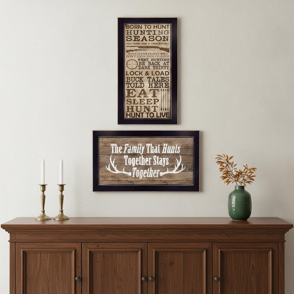 Set Of Two Hunting Season Black Framed Print Wall Art