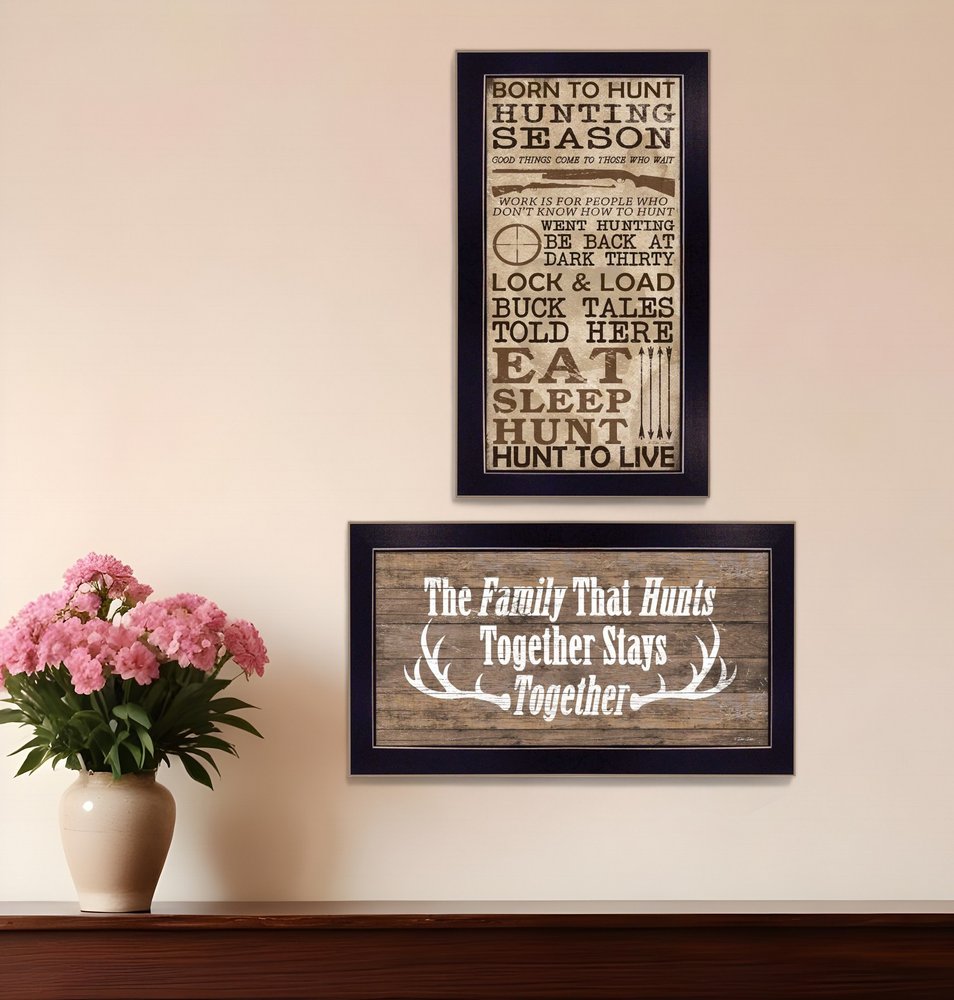 Set Of Two Hunting Season Black Framed Print Wall Art