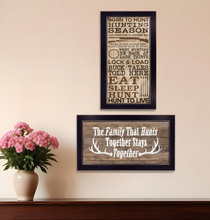 Set Of Two Hunting Season Black Framed Print Wall Art