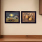 Set Of Two Pumpkin Space Harvest Black Framed Print Kitchen Wall Art