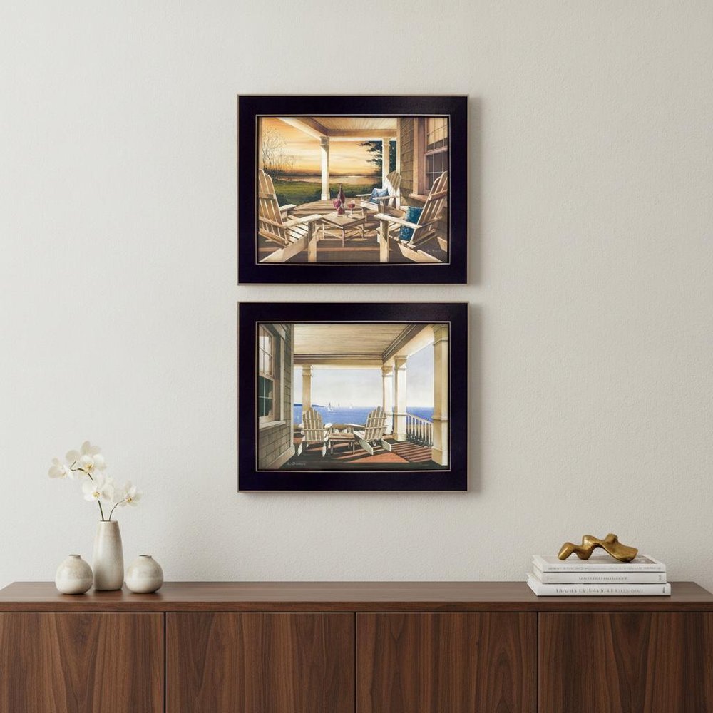 Set Of Two Veranda Views Black Framed Print Wall Art