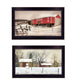 Set Of Two Winter Scenic Barns Black Framed Wall Art
