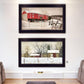 Set Of Two Winter Scenic Barns Black Framed Wall Art