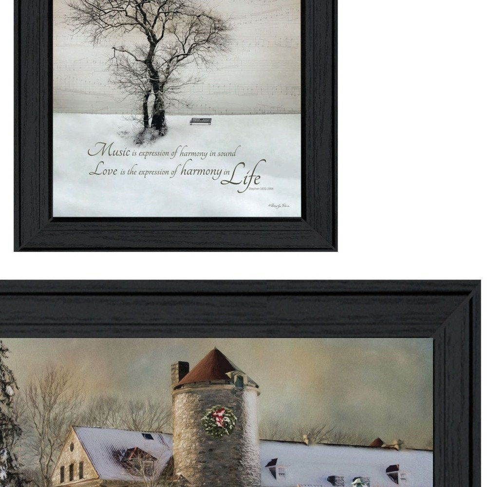 Set Of Two Winter Harmony Collection Black Framed Wall Art