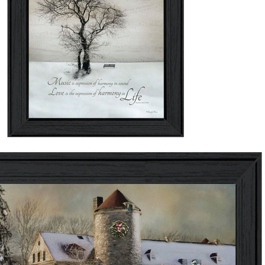 Set Of Two Winter Harmony Collection Black Framed Wall Art