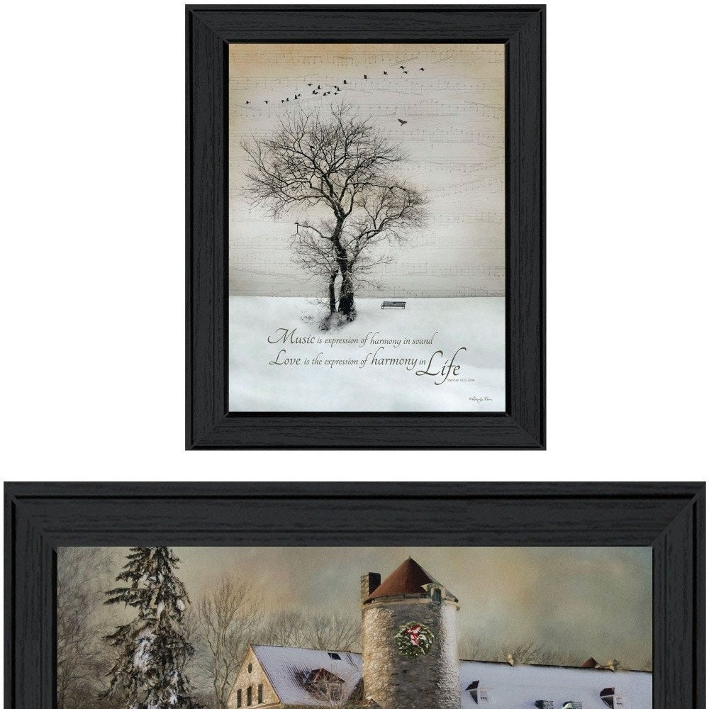 Set Of Two Winter Harmony Collection Black Framed Wall Art