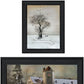 Set Of Two Winter Harmony Collection Black Framed Wall Art