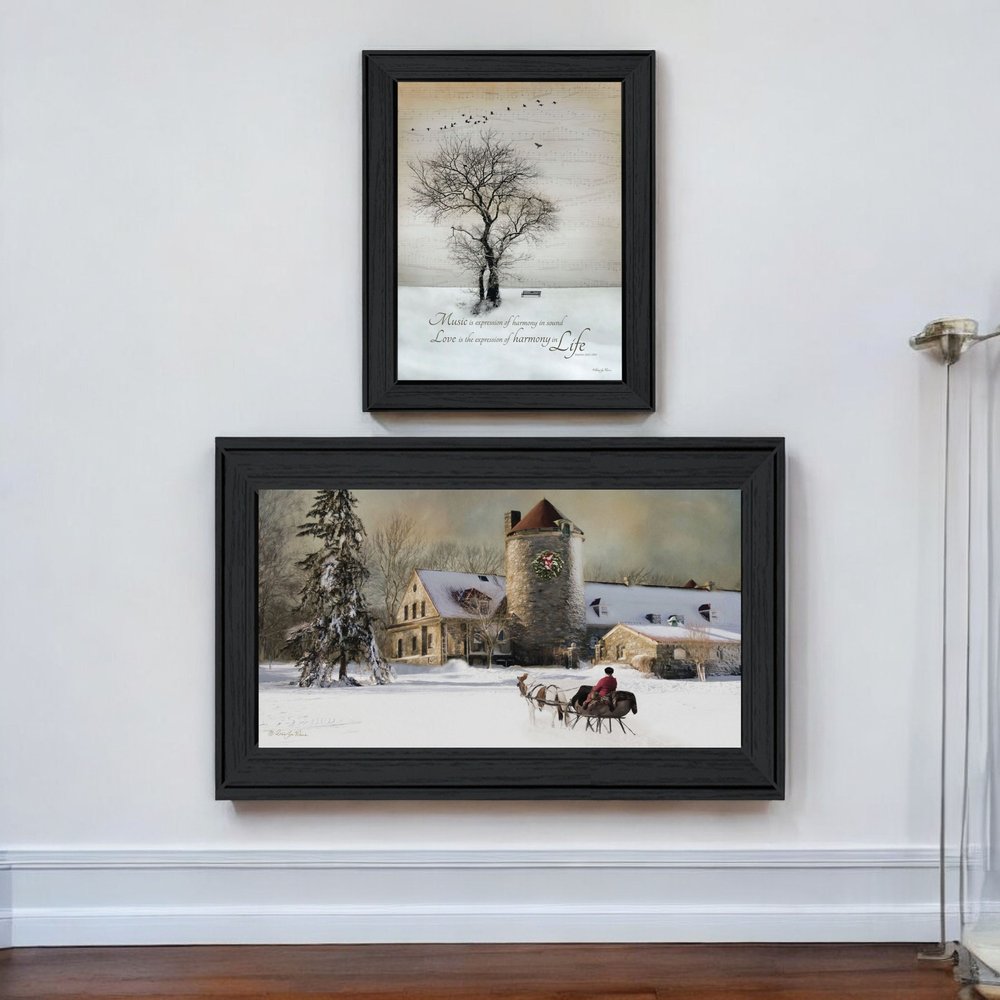 Set Of Two Winter Harmony Collection Black Framed Wall Art
