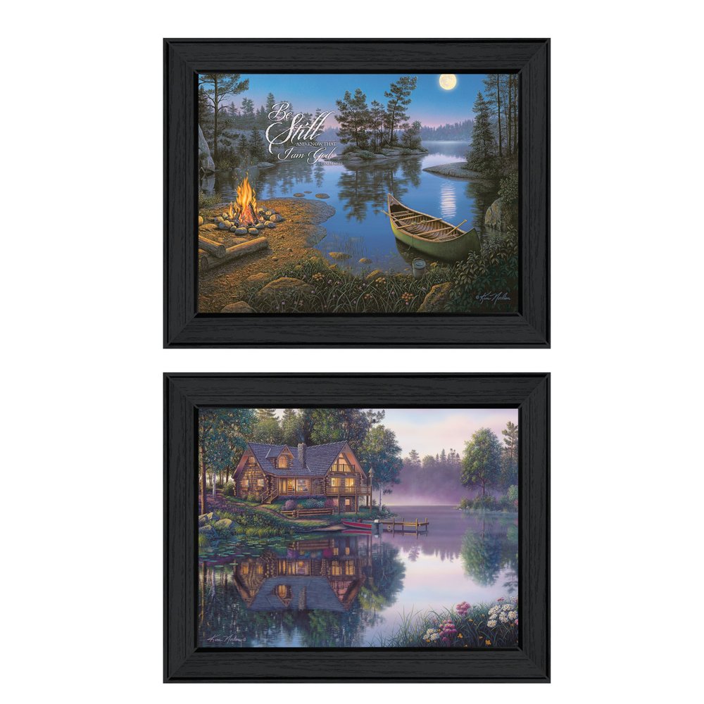 Set Of Two Cabin Fever Black Framed Wall Art