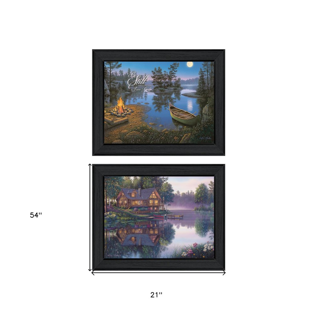 Set Of Two Cabin Fever Black Framed Wall Art